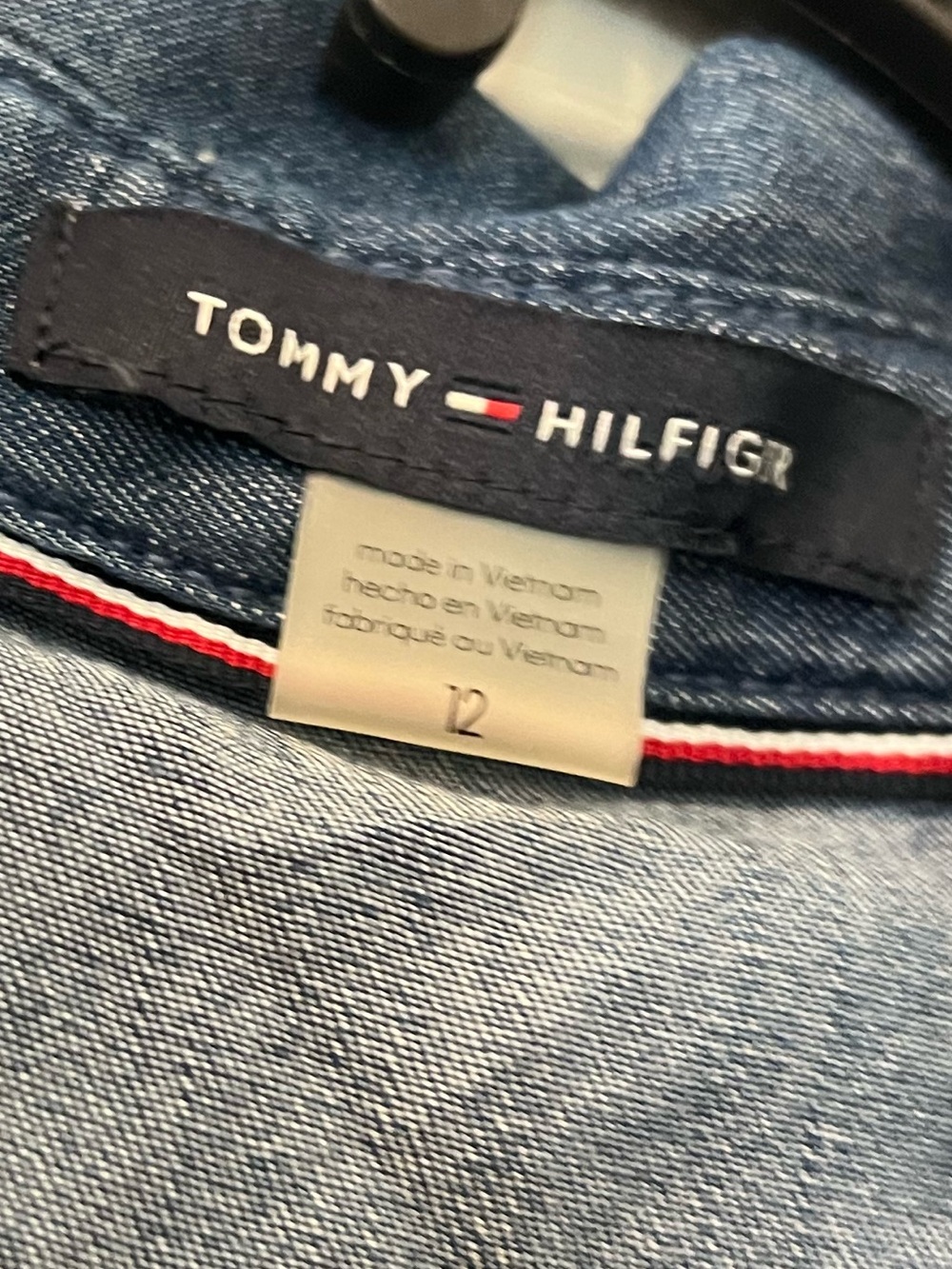 Size 12- Tommy Hilfiger Women's Chambray Tiered Shirtdress - blue - Picture 6 of 6